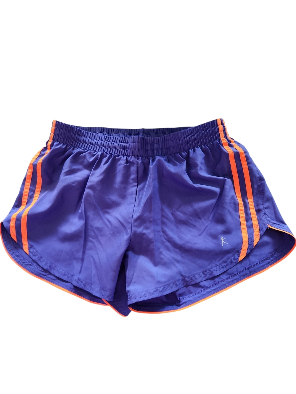 Danskin Now Blue Athletic Shorts with Orange Stripes, Drawstring Waist Size Sm